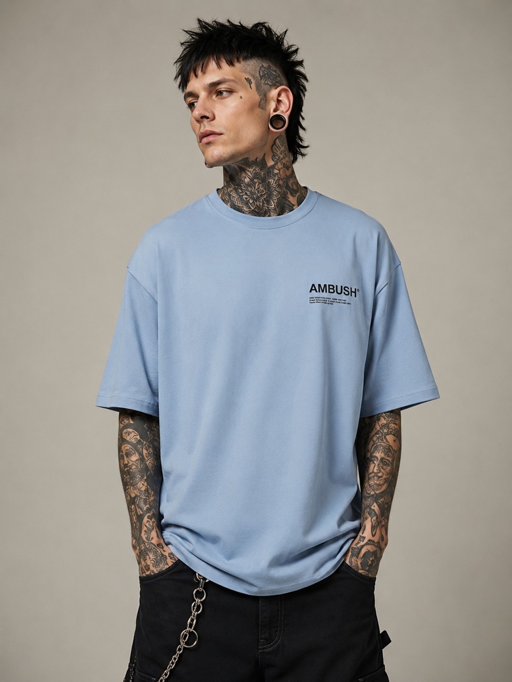 AMBUSH Limited Edition 2018 COLLECTION Unisex shirt - Powder Blue- Made In Japan